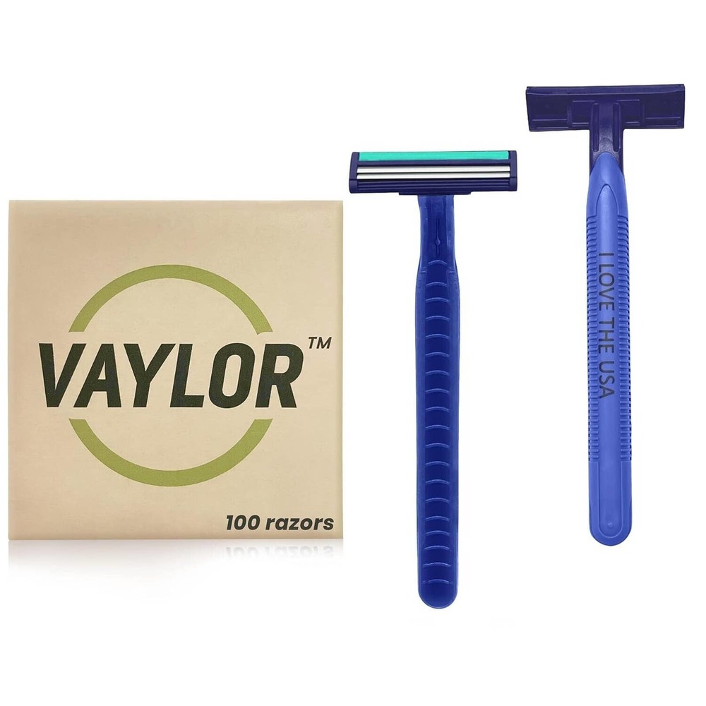 Vaylor Twin 2 Blade Mens Disposable Shaving Razor I LOVE THE USA 100 Count